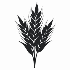 Silhouette Design of Wheat Stalk with Detailed Grains and Elegant Leaves in a Minimalist Natural Style