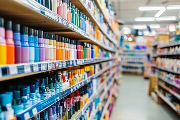 Vibrant Colorful Craft Supply Aisle in Arts and Crafts Store