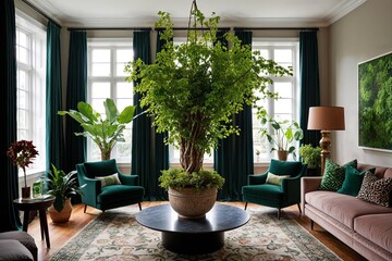 Fototapeta premium Flourishing Greenery in a Stylish Interior Space