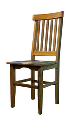 rustic wooden chair on neutral background