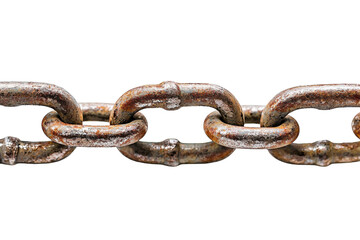 Fototapeta premium Rusty Metal Chain Links Isolated on PNG Transparent Background
