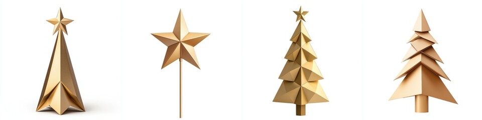Fototapeta premium Elegant Modern Geometric Christmas Tree Topper: A Unique Abstract Design for Festive Decor