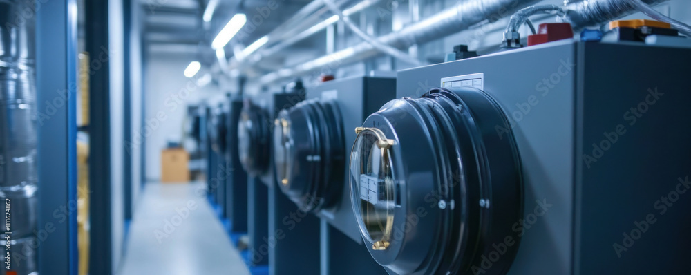 Poster high performance cooling systems in modern industrial facility. regular inspection ensures optimal f