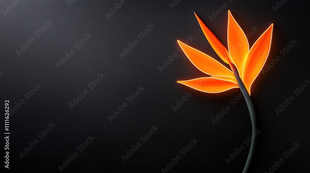 Aufkleber a simple composition of a single bird of paradise flower with its unique shape outlined in a thin, b