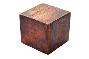 Wooden Cube Isolated on PNG Transparent Background