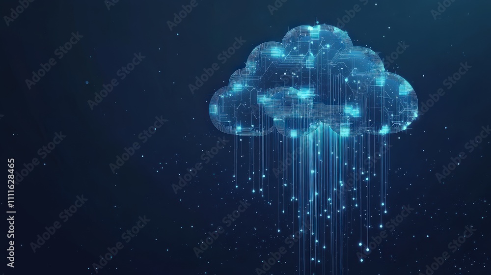 Poster a clean and modern vector illustration of cloud computing technology, with a cloud formed by digital