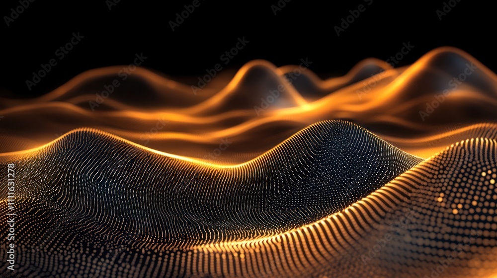 Poster abstract waves of light and texture in dark space