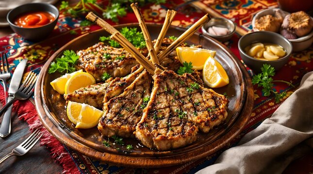 Patyr Kabob Lamb Chops with Crispy Herb Crust (Kazakhstan Cuisine)