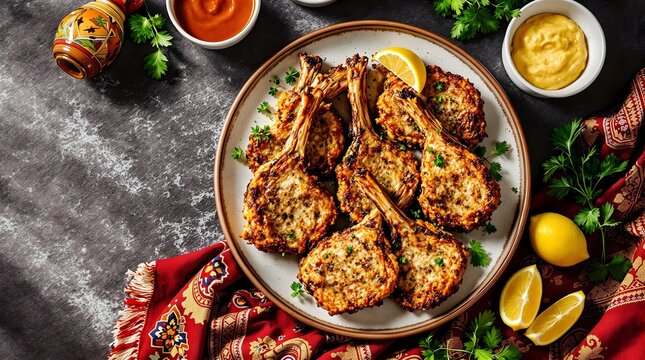 Choponcha Patyr Kabob Lamb Chops with Herb Crust (Kazakhstan Cuisine)