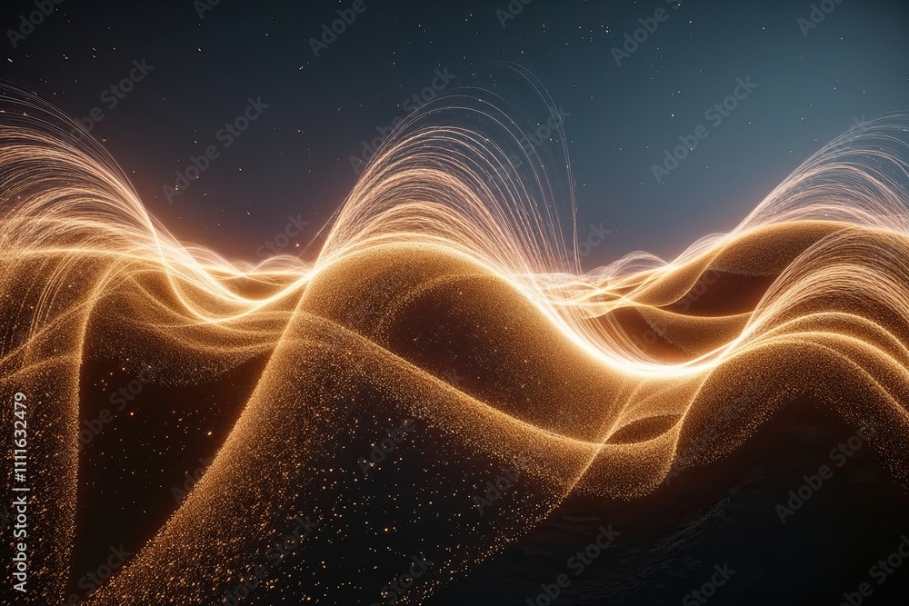 Poster innovative virtual environment with dynamic bright particle waves