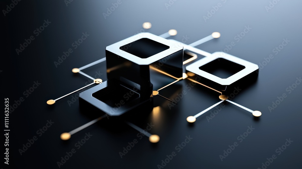 Fototapete abstract software architecture logo featuring overlapping hexagons and minimalistic lines, represent