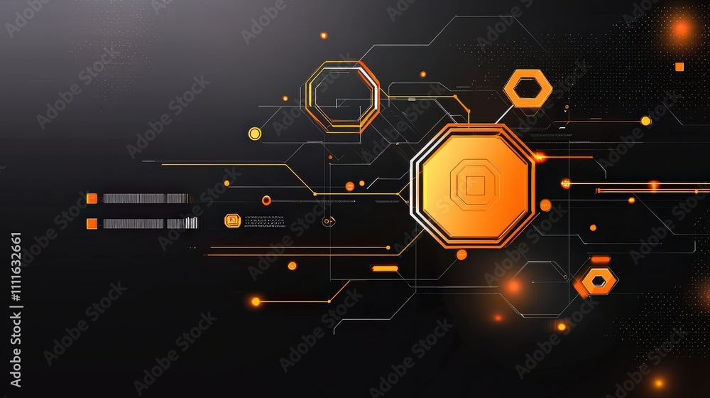 Aufkleber abstract software architecture logo featuring overlapping hexagons and minimalistic lines, represent
