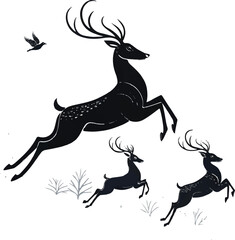 Obraz premium christmas eliments deer silhouettes vector 