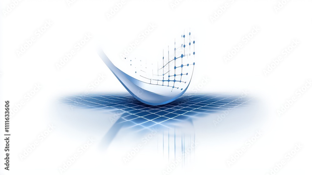 Poster minimalistic software architecture logo with sleek blue lines and a cubic grid, symbolizing logical 