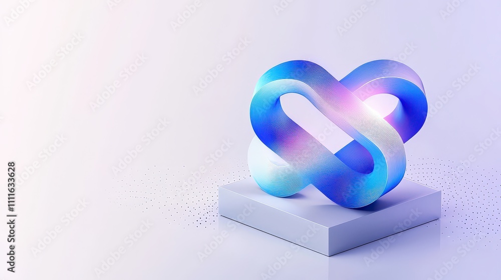 Poster minimalistic software architecture logo with sleek blue lines and a cubic grid, symbolizing logical 