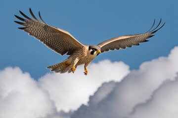 Fototapeta premium Swift Falcon Soaring Through Clouds Aerial Predator in Action