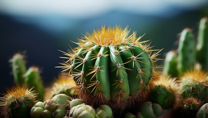 Fototapeta premium Majestic Cactus Desert Landscape with Blue Sky