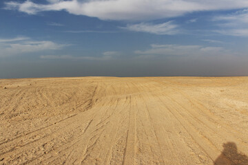 Landscape of Sahara desert with Atlantic ocean meets, Mauritania, West Africa