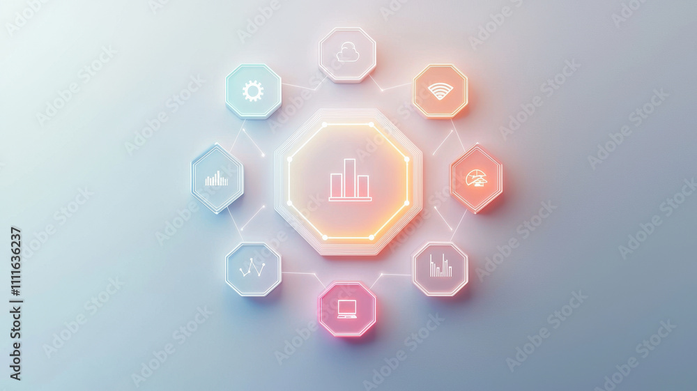 Poster hexagon infographic concept. minimalist infographic design with data visualization elements and icon