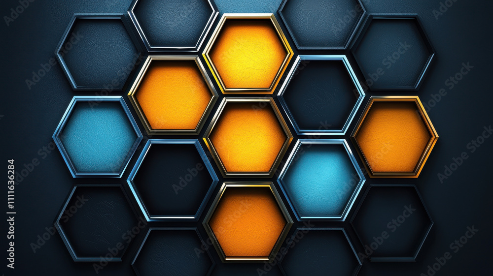 Poster hexagon infographic concept. modern hexagonal pattern with vibrant colors and textures