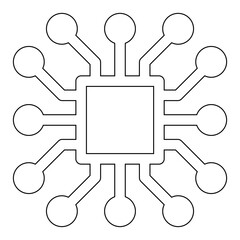 Computer chip icon in line style