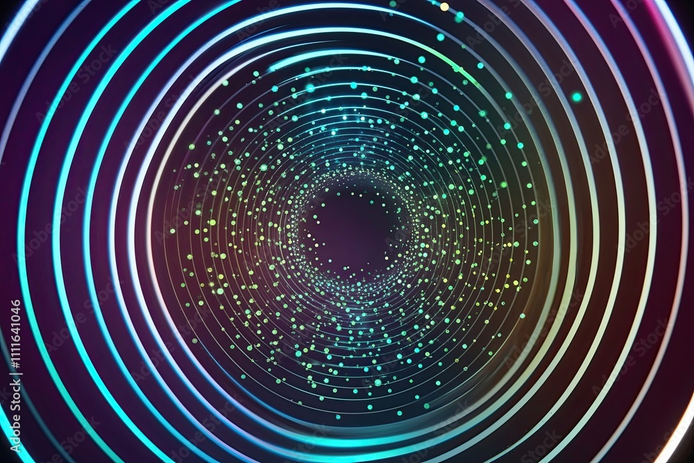 Poster vibrant gradient holographic swirl pattern of glowing dots for creative ui background