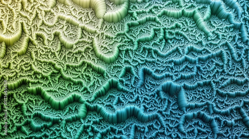 Poster cellular automata patterns that evolve into organic growth forms featuring gradient transitions from