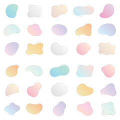 パステルカラーのグラデーションで作られた、シンプルでおしゃれな抽象的な形のあしらい素材のベクターイラスト