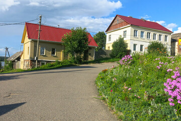 The old streets of Sebezh on Castle Hill in summer