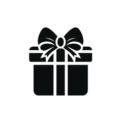 A simple black gift box with a bow on top.