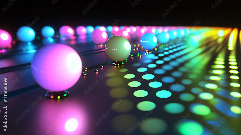 Poster quantum dot light emission patterns creating nanoscale color variations in fluorescent tones