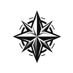 Obraz premium Black and white compass rose design.
