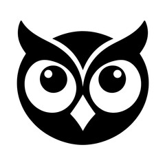 Obraz premium Simple black and white owl illustration.