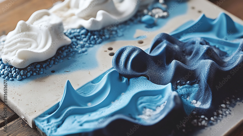 Aufkleber wave propagation patterns in various materials creating interference textures