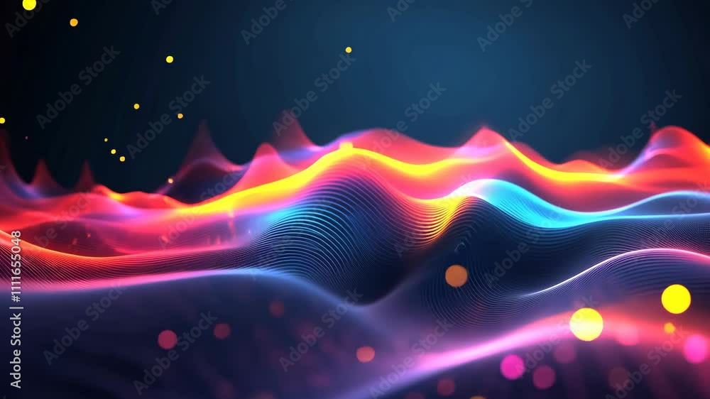 Poster abstract colorful waves digital data flow neon lights background