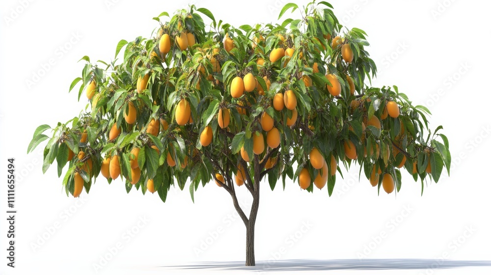 Poster mango tree on transparent background with clippings path and alpha channel