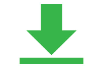 Green download button. Arrow to down vector icon PNG