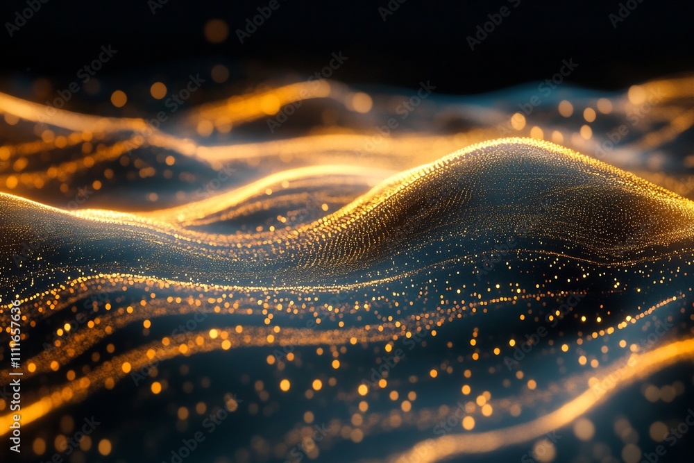 Poster abstract waves of light and digital energy with smooth flowing lines symbolizing futuristic data