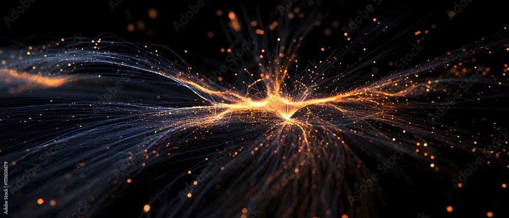 Poster dynamic abstract light waves emanate in vibrant colors and textures.