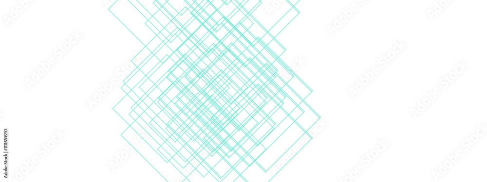 Aufkleber Minimalist Abstract Line Design in Light Mint Green. Geometric Overlapping Squares with Transparent Lines. Modern Art Featuring Symmetrical Grid Patterns. Suitable for background, backdrop, banner, wa