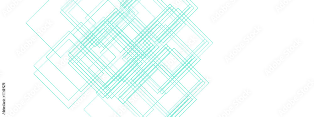 Aufkleber Minimalist Abstract Line Design in Light Mint Green. Geometric Overlapping Squares with Transparent Lines. Modern Art Featuring Symmetrical Grid Patterns. Suitable for background, backdrop, banner, wa