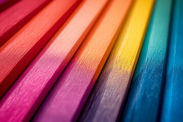 A row of colored pencils with a rainbow pattern