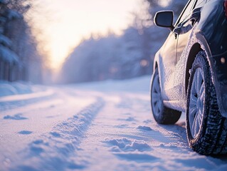 car isolated on winter background