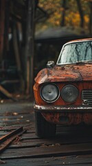 car isolated on wooden background