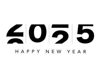 Happy new year 2025 celebration simple creative logo design vector