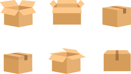 Cardboard box, box icon, packaging box isolated on white background. Vector, cartoon illustration. Vector.