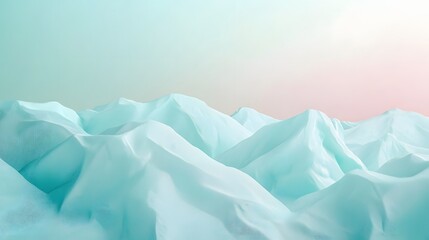 Obraz premium Pastel Blue Fabric Forms Mountainous Landscape