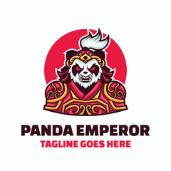 Panda Emperor Mascot Cartoon Logo
