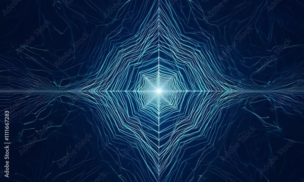 Aufkleber motion background featuring intricate fractal plexus patterns in glowing electric blue