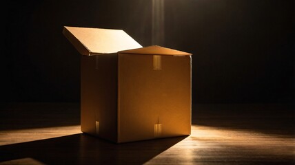 Mystical Scene with Open Cardboard Box and Dramatic Lighting V5